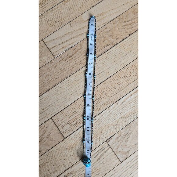 Native American Handcrafted Genuine Turquoise Pendant 28" Necklace Glass AB Bead - Picture 6 of 7